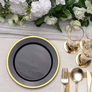Black & gold disposable dessert/appetizer plates (100)